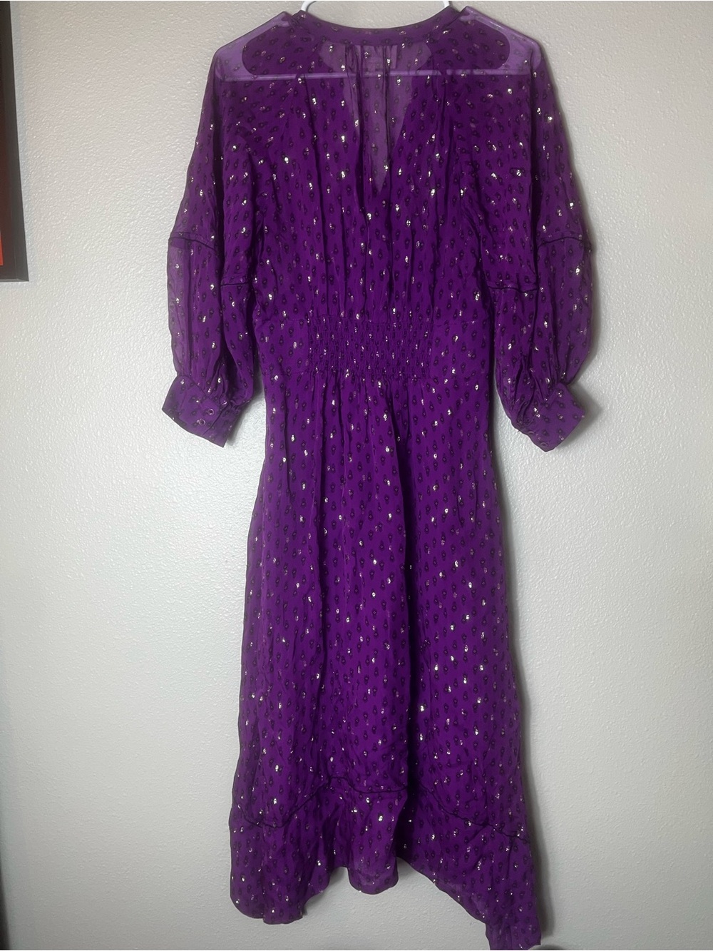 BA&SH Cyana Balloon-Sleeve Midi
Dress in Purple Size S - Picture 5 of 10
